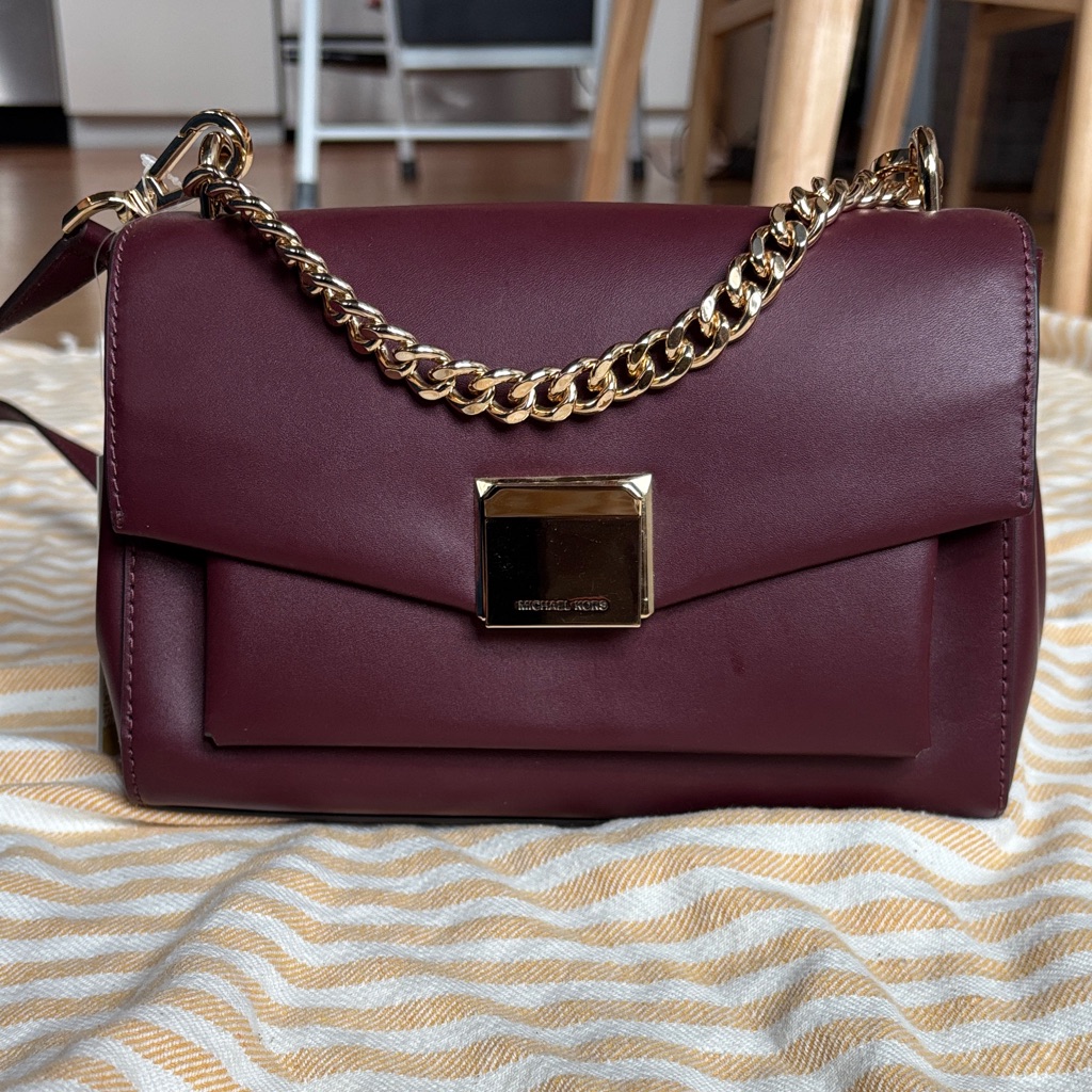 Nwt | Michael Kors | Lita Medium Leather Shoulder Bag In Merlot